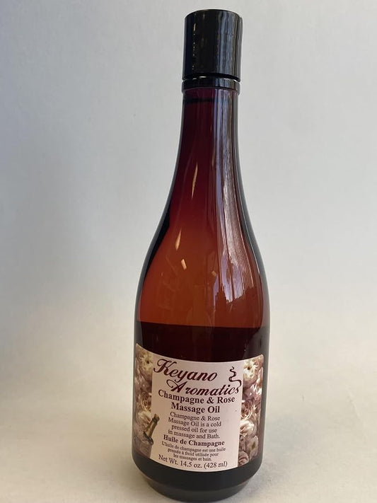Keyano Aromatics Champagne and Rose Massage Oil 12 Oz.