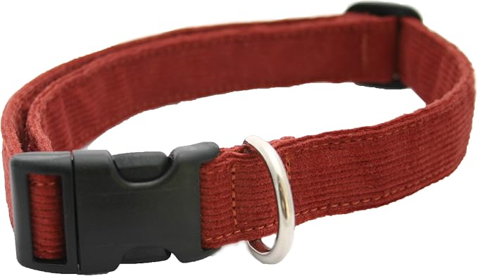Hemp Corduroy Dog Collar Available in 9 Colors (Rust, Marigold, Bronze, Avocado, Blue, Plum, Pink, Red, Black) Sold in 6 Sizes (3/4" Small, Rust)