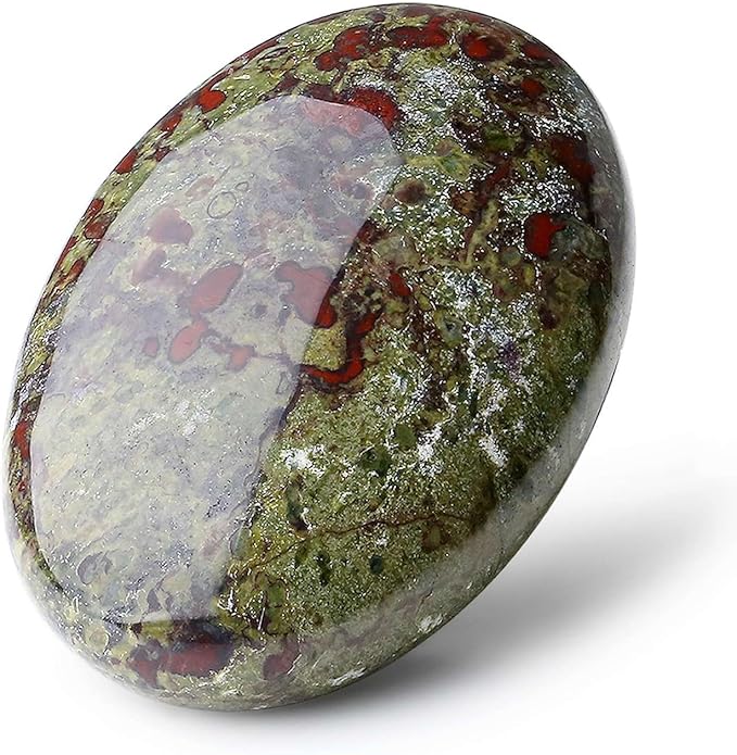 LAIDANLA Dragon Blood Stone 2.4" Large Palm Stone Healing Crystals Natural Gemstones Calming Effects Energy Balancing Reiki Polished Worry Stone Cleansing Protection Anxiety Stress Relief Therapy 1PC