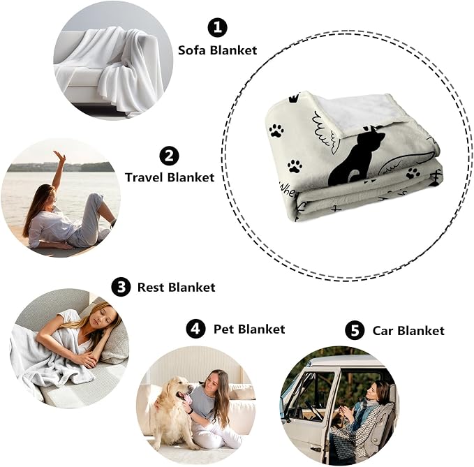 Memorial Sympathy Gifts for Loss of Cat, Cats Memorial Blanket 60" x 50" | Bereavement Gifts, in Memory of Cats Gifts, Loss of Cat Sympathy Gift, Cat Memorial Gifts