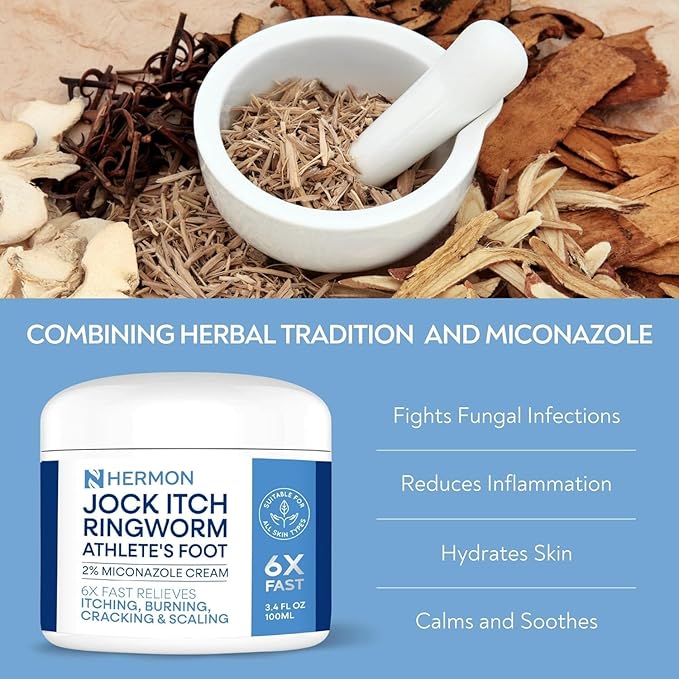 Jock Itch Antifungal Cream, Ringworm Treatment for Humans, Psoriasis Scalp Treatment, Ringworm Cream for Humans, Foot & Body Balm, Provides Soothing Relief-2 Pack