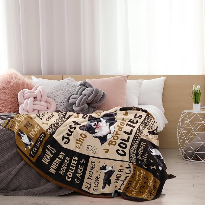 Border Collie Gifts for Women/Border Collie Lovers Blanket 50"x60" | Gifts for Border Collie Lovers/Owner for Birthday/Christmas Soft Fuzzy Fleece Throw Blanket for Bedroom, Home, Travel 50"x60"