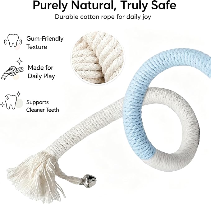 4-Pack Cat Toys for Indoor Cats, Woven Cotton Rope Toys with Bells