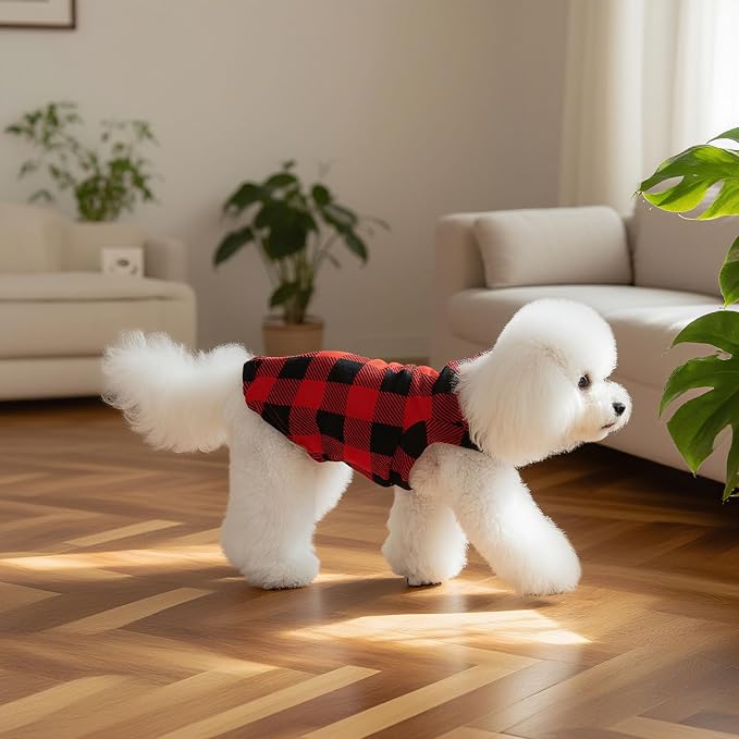 Cat Sweater Warm Fleece Pet Clothes for Cats Only | Soft Cat Vest Puppy Hoodie Coat, Fall Cold Winter Sweatshirt Pullover Clothing also for Small Dogs, Red Black L
