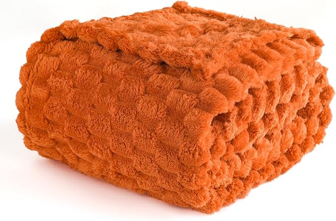 Excervent Big 3D Clouds Stylish Blanket for Bed, 50x70 Inches, Burnt Orange | Decorative Fuzzy Flannel Fleece Throw Blanket for Sofa Bed Couch, Super Soft Cozy, Suitable for All Seasons