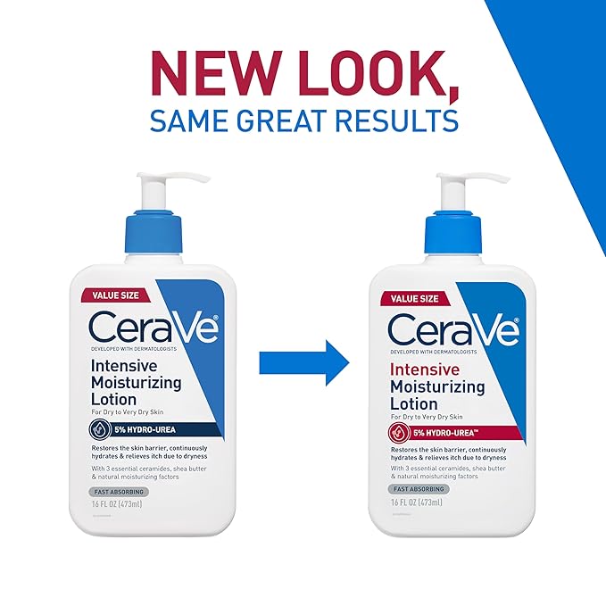 CeraVe Intensive Moisturizing Lotion, Hydro-Urea + Shea Butter, Body Lotion For Dry Skin, Relieves Signs Of Extra Dry Skin, Non Greasy Hydrating Cream For Rough, Tight, Red & Itchy Skin, 16oz