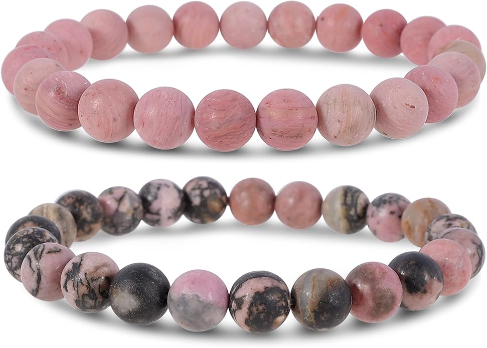 Bivei Natural Gemstone Semi Precious Healing Crystals Handmade Stretchy Round Beads Bracelet,Stocking Stuffers for Women Enhance Positive Energy