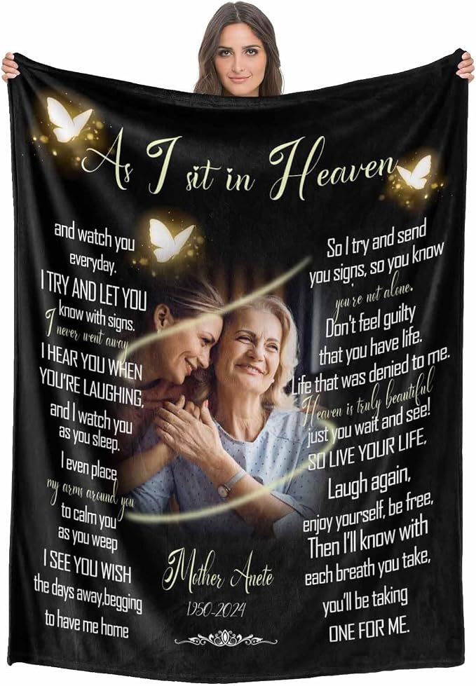 Custom Memorial Blanket with Photo - Sympathy Gift for Loss of Loved One