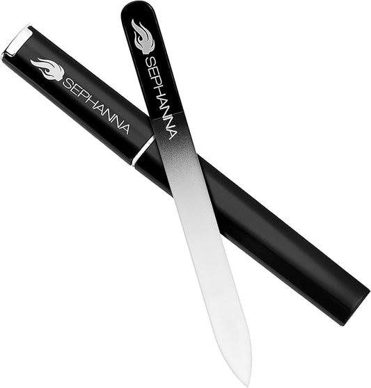 Sephanna 1 Pack Glass Nail File for Unisex Ultra Quality, Portable Crystal Nail File with Case for Mani & Pedicure- Smooth Finish for Natural & Acrylic Nails