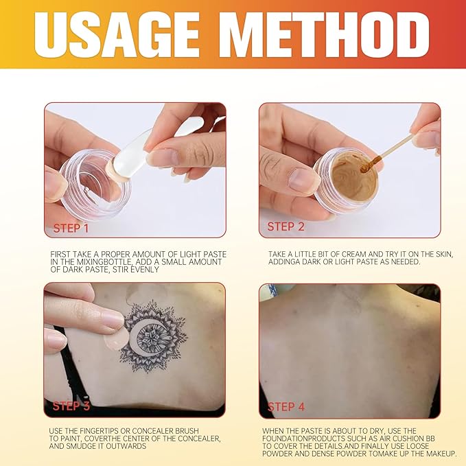 Tattoo Cover Up Makeup - Waterproof Full Coverage Body Foundation, Long-Lasting Waterproof Concealer for Tattoos, Scars & Birthmarks, Natural Skin Tone Match, 0.68oz