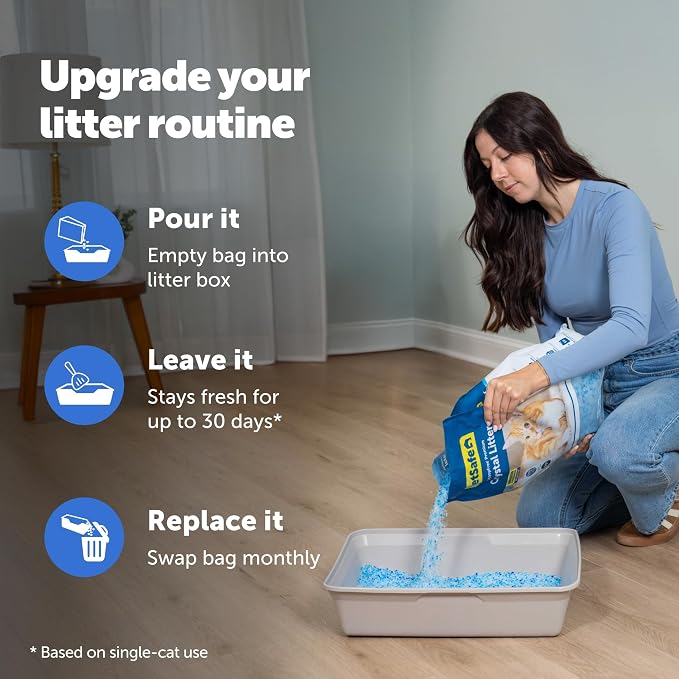 PetSafe ScoopFree Premium Crystal Litter, Fresh Scent, 8Lb Bag, 3 Pack | 5x Faster Odor Control than Clumping Clay Litter, 99% Dust-Free, Low Tracking Crystals, Compatible with Any Cat Litter Box