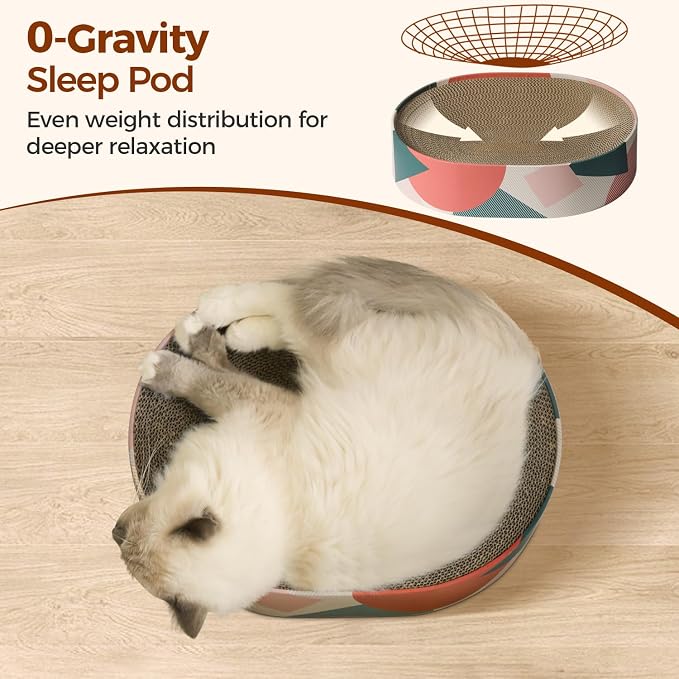 ComSaf Cat Scratcher Bed 17 x 13 in, Oval Cardboard Scratch Pad for Cats | Cat Scratching Board, Corrugated Cardboard, Shallow Bowl Shape, Furniture Protection, Indoor Cat Lounger, Claw Care
