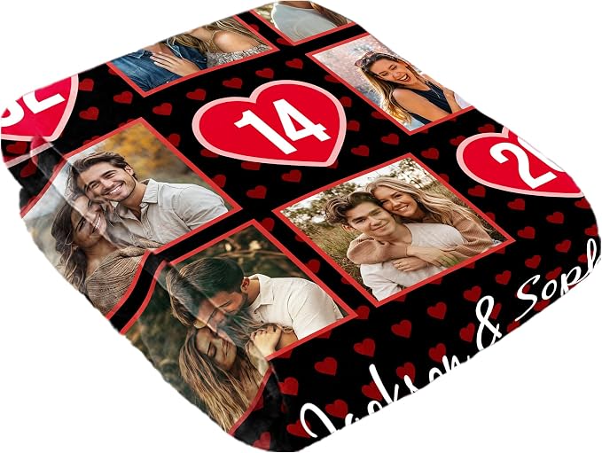 SHIPS NEXT DAY Personalized Valentines Day Birthday Gifts for Him Her Boyfriend Girlfriend Couple Wife Husband Customized Anniversary Memorial Gifts for Mom Dad Men Women Custom Blanket with Picture