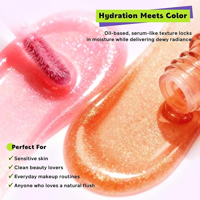 Glam Code Lip Gloss Set – Color-Changing Lip Gloss for Daily Glow – Glossy Lip Oil with Vitamin E & Shea Butter for Deep Hydration Lightweight, Non-Sticky & Sensitive Skin Friendly