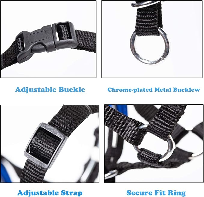 Dog Head Collar with Soft Fabric, Genlte Head Harness for Dog to Stop Pulling with Adjustable Loop(S,Lake Blue)