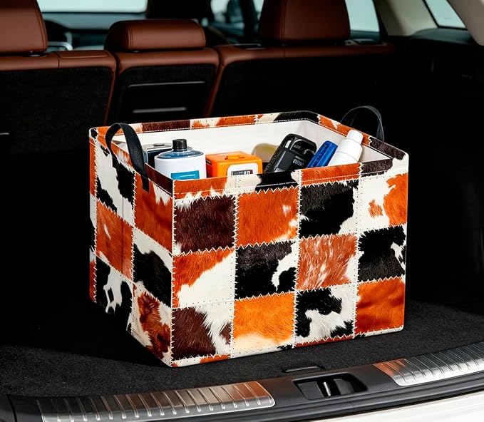 CLOCOR Rectangular Storage Basket Empty,Gift Basket,Waterproof Storage Bin(Cowprint)