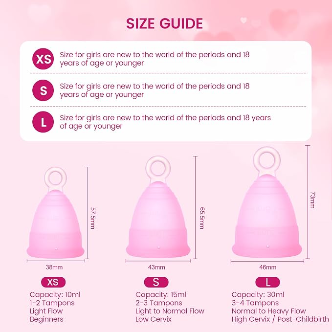 Reusable Menstrual Cup, Silicone Period Cup, up to 12 Hours of Leak-Free Protection, Disc,Tampon, Pads Alternative for Women