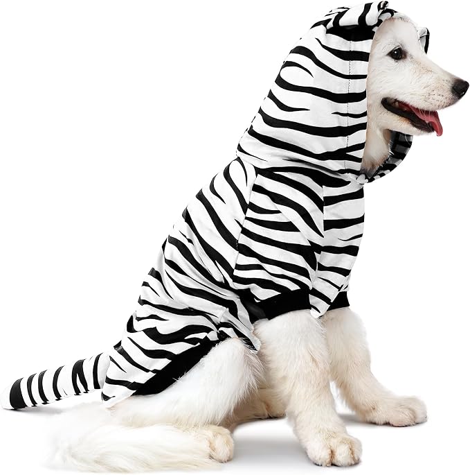 NACOCO Halloween Dog Tiger Costume - Pet White Tiger Cosplay Clothes Coat Hoodie Outfits Cute Warm Winter Apparel for Small and Medium Dogs(White, M)