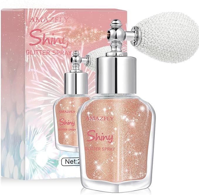 Hair and Body Glitter Spray, Shimmering Powder Sparkle Powder Makeup, Glitter Loose Sparkle Makeup for Body Highlighter,Festival Prom Rave Accessories (Champagne)