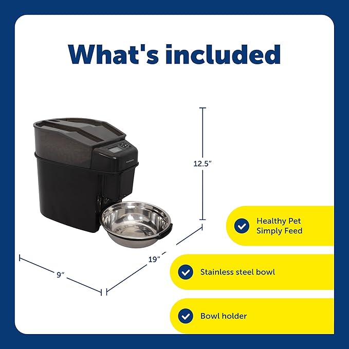 PetSafe Healthy Pet Simply Feed Auto Feeder, Programmable, Holds 24 Cups | Schedules up to 12 Meals/Day, Portions 1/8 to 4 Cups, Slow Release for Fast Eaters, Holds 24 Cups, Battery Operated.