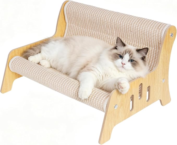 Large Sisal Cat Scratcher Sofa for Indoor Cats, Durable Cat Couch Furniture | Mess-Free No Shedding Cat Scratcher Bed, Multi-Functional Lounge for Scratching & Playing, Easy Assembly, Protects Furniture