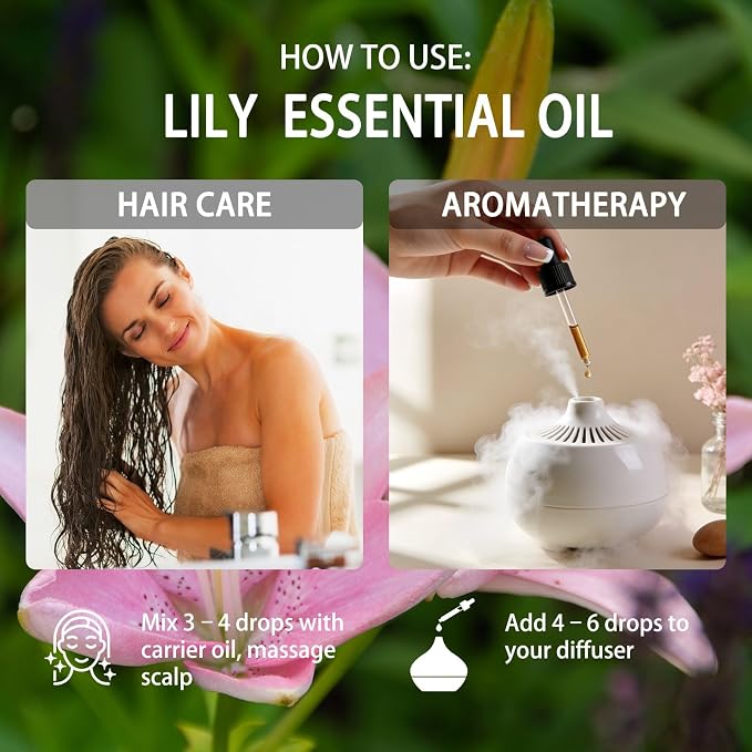 Lily Essential Oil, Lily Oil for Diffuser, 16 Fl Oz(480ml) | Candle Making, Soap Making, aroma, Strong Scent, Pure, Natural, Home Fragrance, Massage, Large Bottle