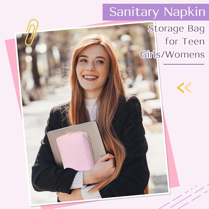 Likesing Tampon Holder for Purse, Corduroy Period Bag Sanitary Napkin Storage Bag for Girls Womens, Portable Feminine Emergency Pad Period Pouch (Purple)