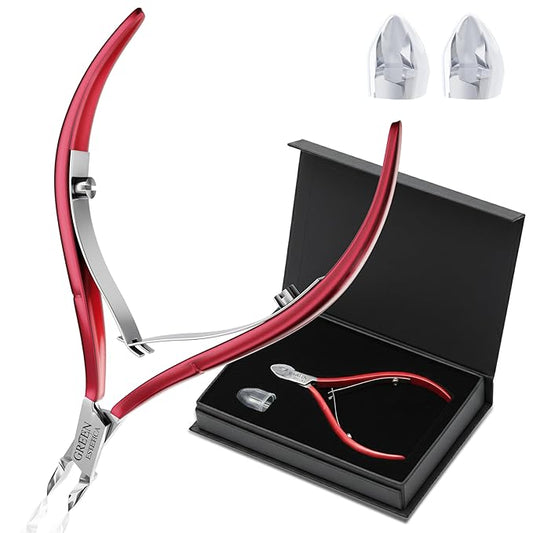 Professional Premium Cuticle Trimmer Stainless Steel Cuticle Nippers with Sharp 1/4 Jaw Blades Cuticle Clippers Double Spring Manicure Pedicure Nail Cuticle Remover Tool (Premium Red)
