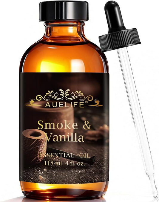Auelife 4oz Smoke & Vanilla Men Essential Oils for Diffusers for Home - Long Lasting Fragrance Oil for Candle & Soap Making, Father's Day & Birthday Gifts for Him - Masculine Scented Oil for Men Gift