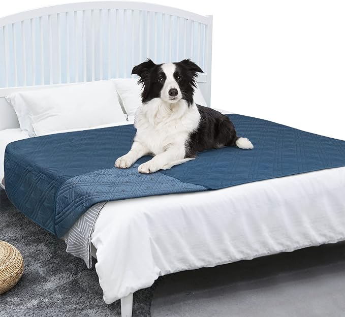 PetAmi Waterproof Couch Cover for Dog Non-Slip Bed Sofa Blanket, 68x82 Blue | Leakproof Furniture Protector for Pet Cat, Machine Washable Pee Proof Mat for Chair Car Seat, Durable & Anti Slip Backing