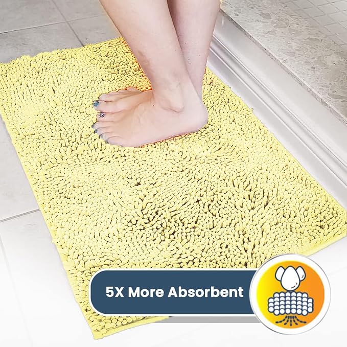 Muddy Mat® | Super Water Absorbent Door Mat Indoor, Microfiber Quick Dry Chenille Entryway Rug, Slip Resistant Front Door Mat, Indoor Mats for Entryway, Machine Washable Pet Rug, Yellow 24" x 96"