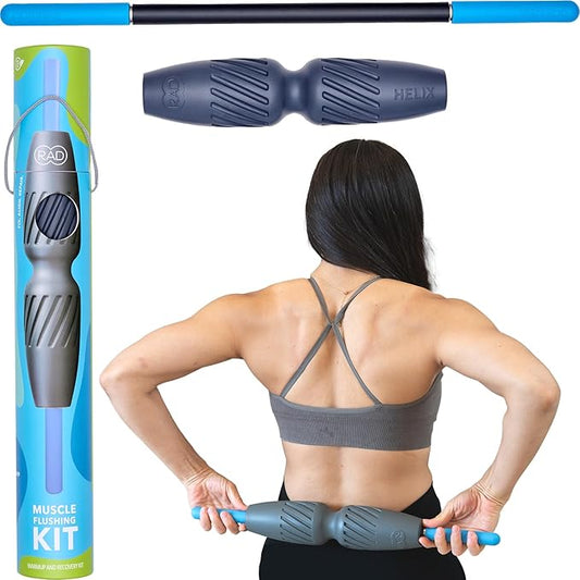 RAD 2-in-1 Muscle Flushing Kit – Includes Exercise Foam Roller & 21in Massage Roller Stick – Deep Tissue Myofascial Release, Muscle Recovery Tools for Mobility & Performance