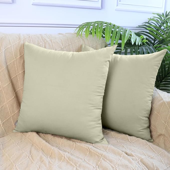 Thmyo 4-Pack 100% Cotton Comfortable Solid Decorative Throw Pillow Case Square Cushion Cover Pillowcase Sublimation Blank Pillow Covers DIY Throw Pillowcase for Sofa Bedroom(24x24 inch/ 60x60cm,Beige)