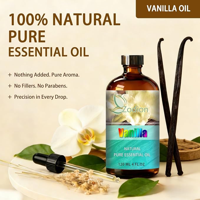 Vanilla Essential Oil - Vanilla Oil for Diffuser, 4 Fl Oz(120ml) | Candle Making, Soap Making, aroma, Strong Scent, Pure, Natural, Home Fragrance, Massage