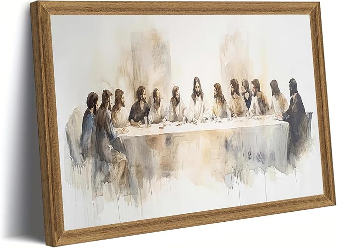 Fantasy Artists The Last Supper Christian Wall Art – Sacred Biblical Scene of Jesus and the Twelve Apostles, Reverent Religious Artwork for Church, Prayer Room & Faith-Centered Home,12W X 16H
