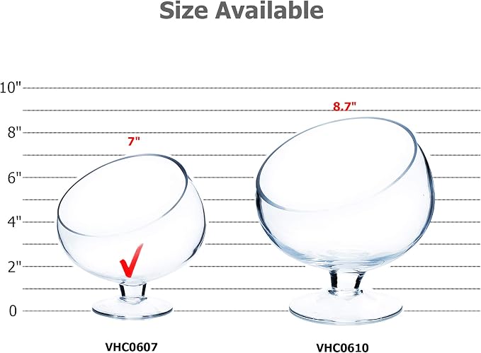 WGV Slant Cut Bowl Glass Vase Bulk with Stand, Width 6.5", Height 7", Clear Planter Terrarium, Candy Dish, Fruit Jar for Wedding Party Event, Home Office Decor, 8 Pieces