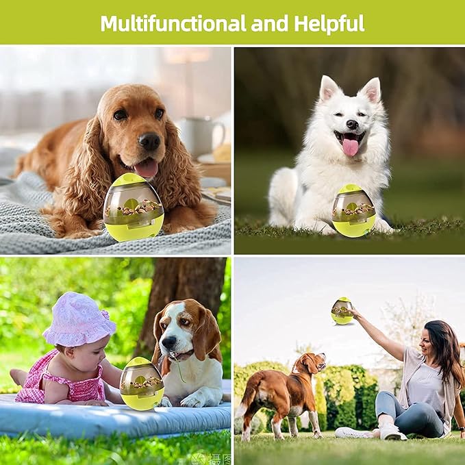 Tumbler Pet Toy, Automatic Pet Slow Feeder Treat Ball, Cat Dog Toy for Pet Increases IQ Interactive, Adjustable Treat Dog Ball Dispensing Dog Toys(Green)