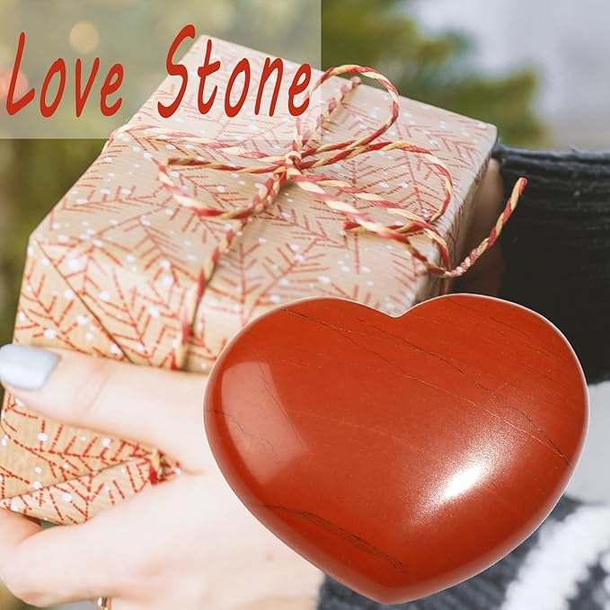 MAIBAOTA 45 mm Red Jasper Crystal Stones Heart Love Crystal Valentines Gifts for Herfriend Wife Palm Stone Reiki Crystal Gemstone Worry Stones for Anxiety