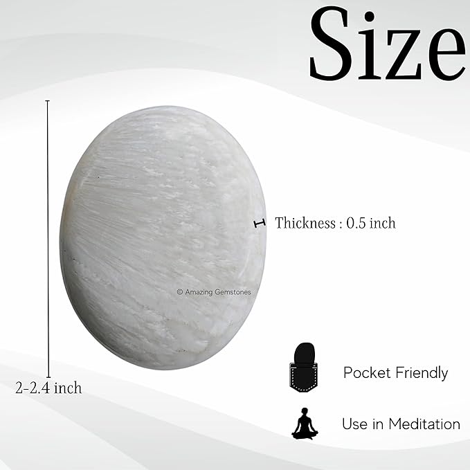 Amazing Gemstone Scolecite Crystals and Healing Stones - Extra Large Palm Stone Crystals Piedra - Crystal for Good Luck, Positive Energy, Meditation - Unique Stocking Stuffers Gifts for Women, Men