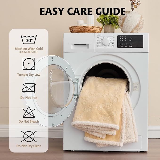 Pet Blankets for Cats - Waterproof Cat Blanket Washable - Sherpa Fleece Puppy Blanket, Soft Plush Reversible Throw Protector for Bed Couch Car Sofa, 25"X30", Khaki