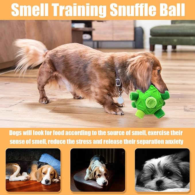 Dog Snuffle Ball-Interactive Puzzle Dog Toys Encourage Natural Foraging Skills Slow Feeder for Training and Stress Relief, Cloth Strip Hiding Food Dog Toys for Any Size Dogs (All Green)