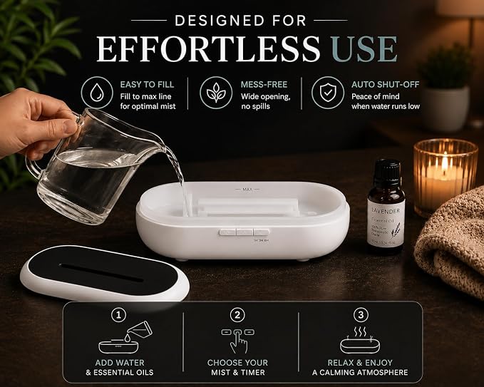 AquaAura Essential Oil Diffuser, 160ml Ultrasonic Aroma Diffuser with Color-Changing Mist, 7 LED Colors, Timer & Auto Shut-Off for Bedroom, Home & Office