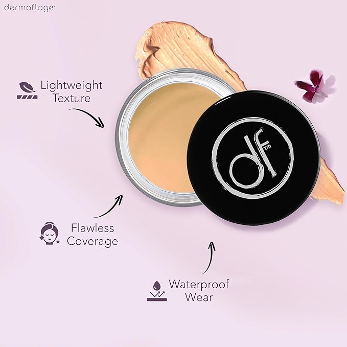 Waterproof Concealer Cream, Full Coverage Waterproof Makeup, Color Match Promise by Dermaflage, 6g/.2oz