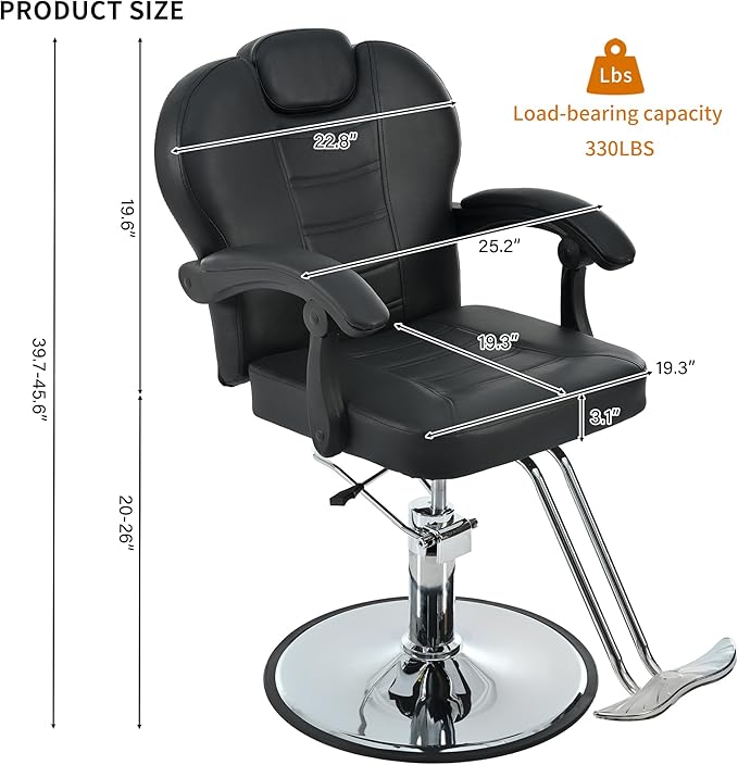Merax Hydraulic Recliner Barber Chair for Hair Salon with 20% Extra Wider Seat & Heavy Duty Hydraulic Pump, Upgraded Salon Beauty Equipment