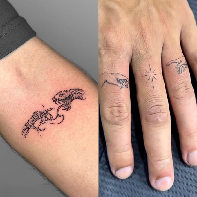 2 Sheets Long Lasting Dragon Temporary Fake Tattoos For Women Arm Hand Neck Collarbone,Snake Semi Permanent Tattoo For Adults Girl,Realistic, Waterproof and Non-Reflective