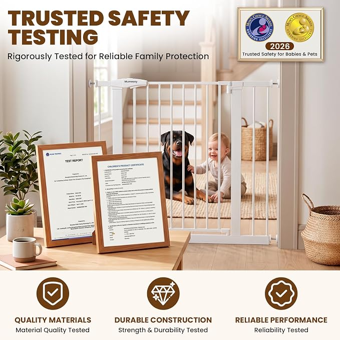 Mumeasy 36" Extra Tall Dog Gate,29.7"-40.5" Baby Gate for Stairs & Doorways