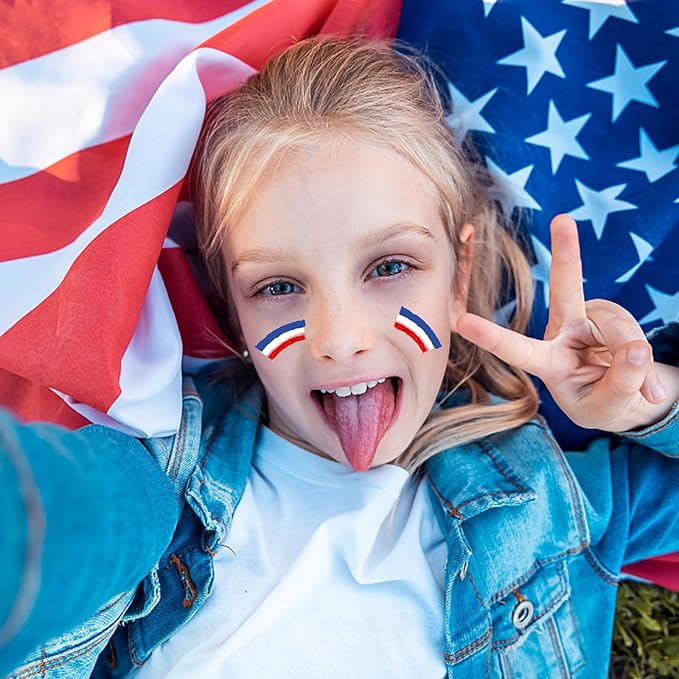 Patriotic Red White Blue Stick Face Paint Independence Day Face Painting Crayons for Face and Body Paint Patriotic 4th of July Face Paint Sports Makeup Baseball Softball Players