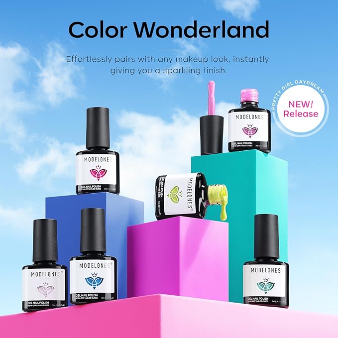 Modelones Gel Nail Polish Set, 6 Colors 2026 Easter Spring Pastel Mint Purple Light Pink Gel Polish Rainbow Bright Neon Green Blue Hot Pink Nail Polish Soak Off LED Manicure Salon DIY Starter kit Gift