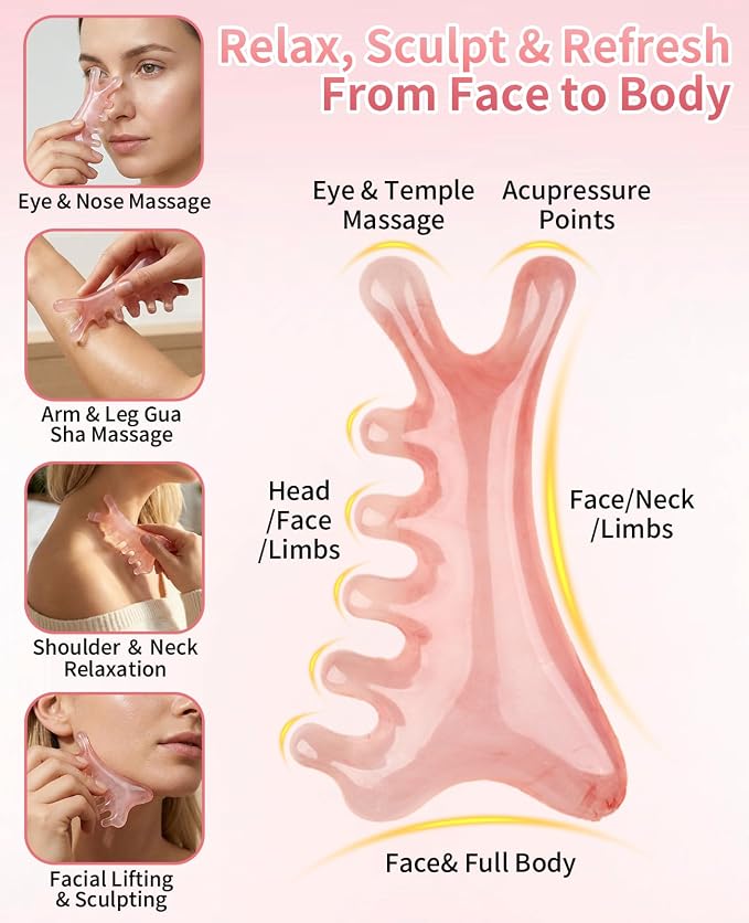 4 Packs Head Massager Scalp Comb Resin Scalp Stress Relax Tool, Gua Sha Facial Tools for Face, Eye & Body Lymphatic Drainage, Nose Sculpting & Jaw Lifting