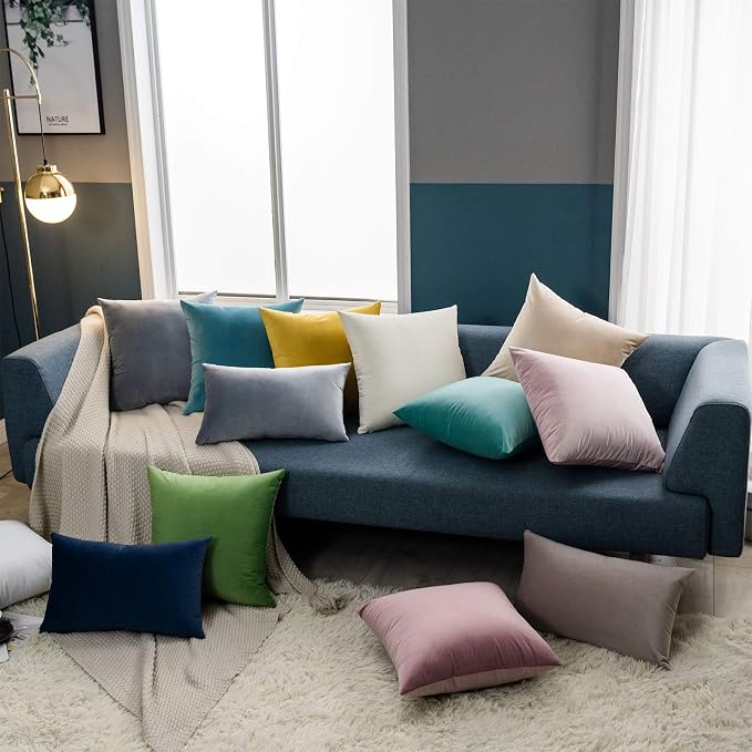 24x24 Velvet Throw Pillow Covers Set of 2 for Couch Sofa Bed,Silver Gray | JUSPURBET Decorative Pillow Covers with Invisible Zipper for Modern Living Room Bedroom Home Decor